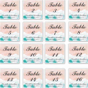 Custom Coastal Beach Hochzeiten Tischnummern Aufkleber