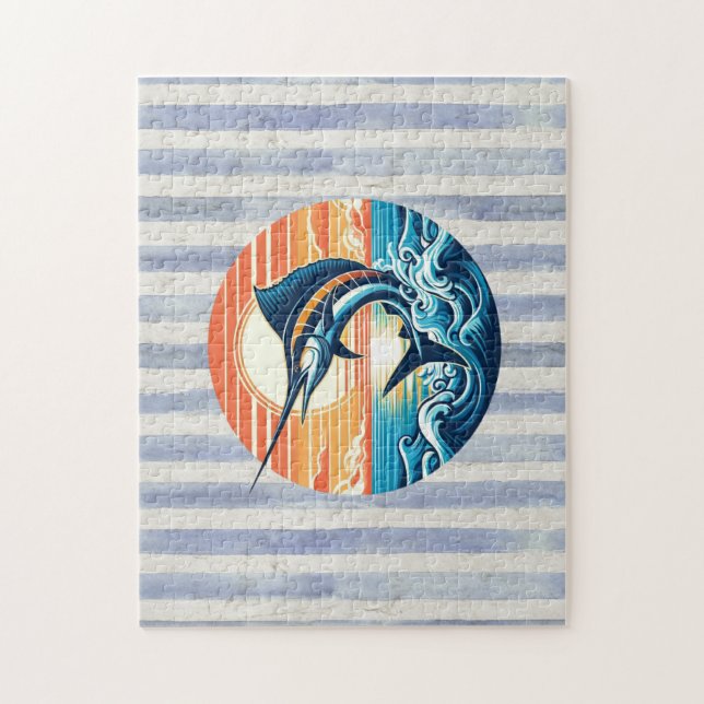 Custom Coastal/nautical/beach marlin sunset (Vertikal)