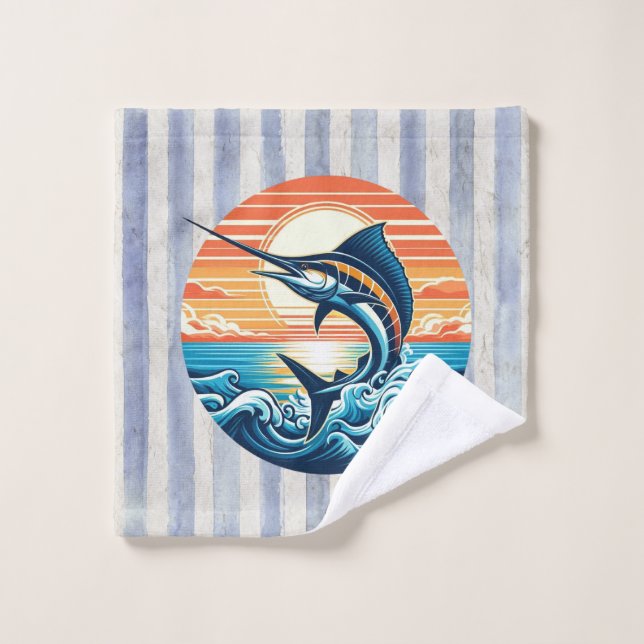 Custom Coastal/nautical/beach marlin sunset Waschlappen (Waschlappen)
