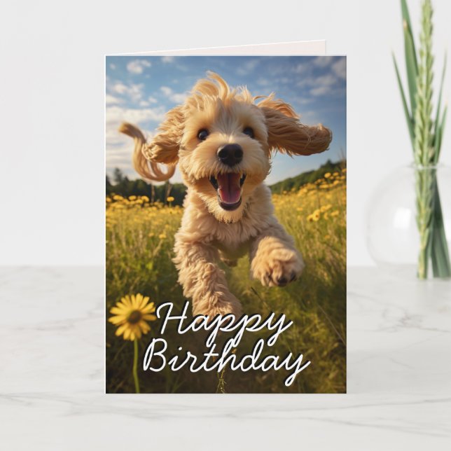 Custom Cockapoo Happy Birthday Card Dankeskarte (Vorderseite)