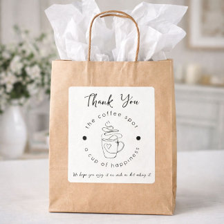 Custom Coffee Shop Fügen Sie Ihr Logo Minimalistis Quadratischer Aufkleber