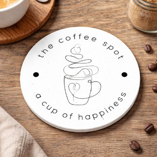 Custom Coffee Shop Fügen Sie Ihr Logo Minimalistis Runder Pappuntersetzer