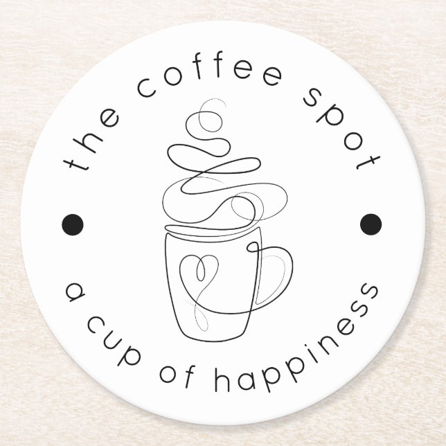 Custom Coffee Shop Fügen Sie Ihr Logo Minimalistis Runder Pappuntersetzer (Vorderseite)