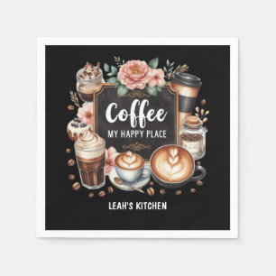 ☕ Custom Coffeecore Kitchen Café Kaffee Happy Plac Serviette