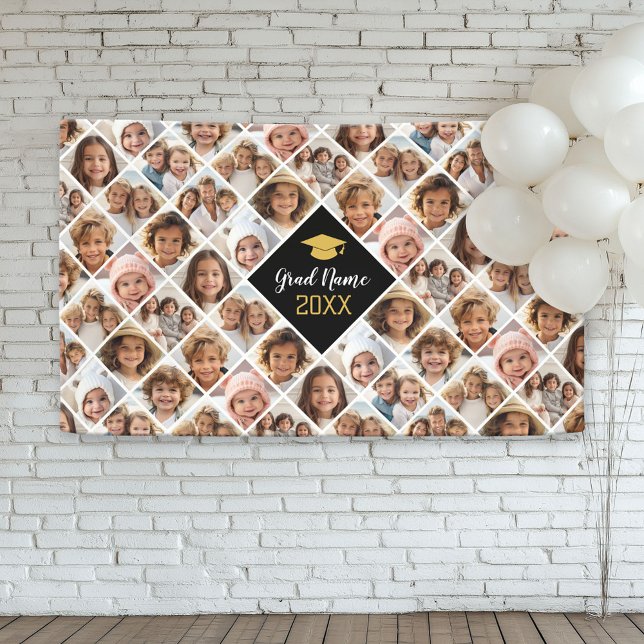 Custom Collage 12 Foto - Graduation Party Banner (Custom Graduation Banner)