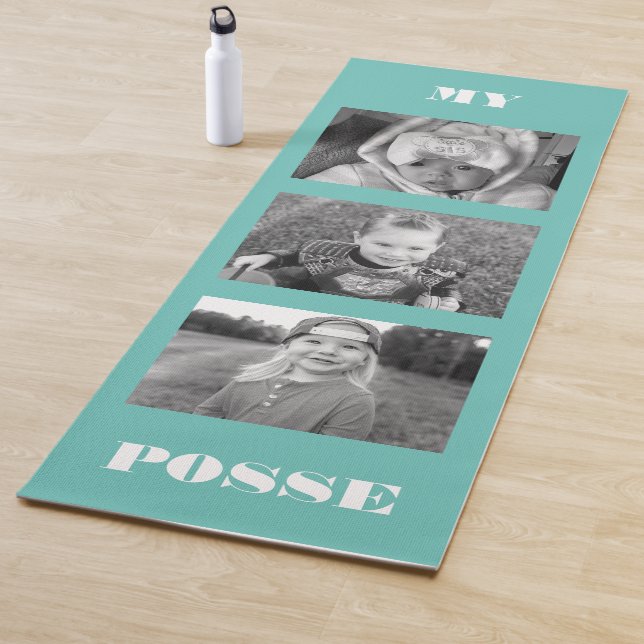 Custom Collage Black & White Foto Türkis Yogamatte (Beispiel)
