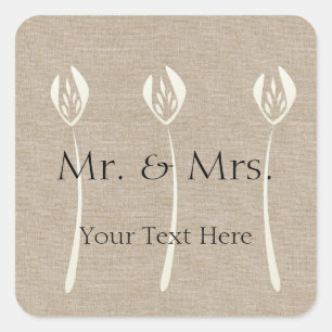 Custom Collage Cream Art Deco Wedding Quadratischer Aufkleber
