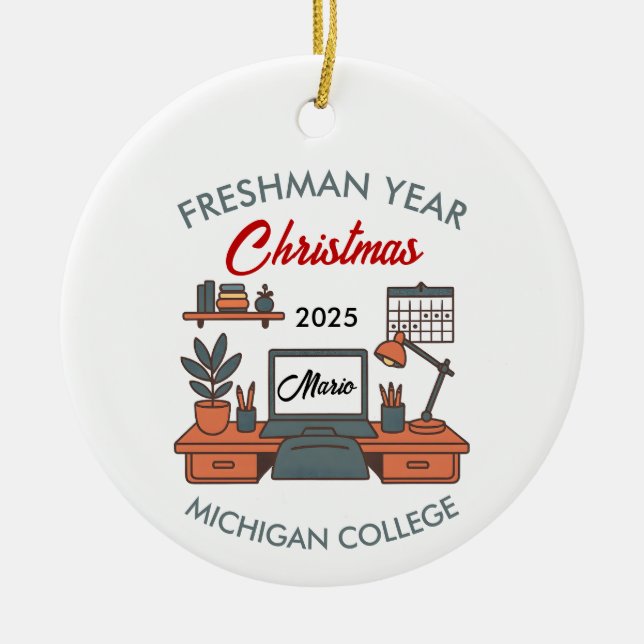 Custom College Freshman, New College Student Keramik Ornament (Vorne)