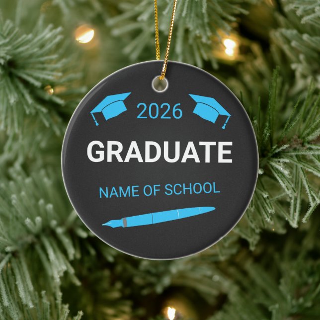 Custom College School Graduation 2026 Keramik Ornament (Baum)