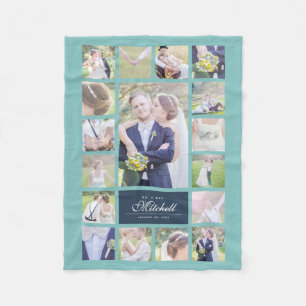 Custom Color Elegantes Script Mr & Mrs. Foto Colla Fleecedecke