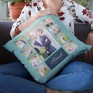 Custom Color Elegantes Script Mr & Mrs. Foto Colla Kissen