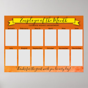 Custom color employee of the month photo display poster