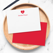 Custom Color Monogram Heart Modern Script