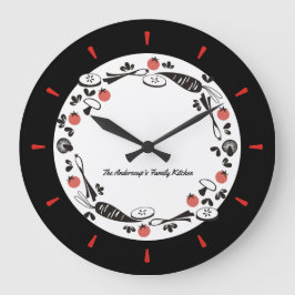 Custom color retro vegetables kitchen clock große wanduhr