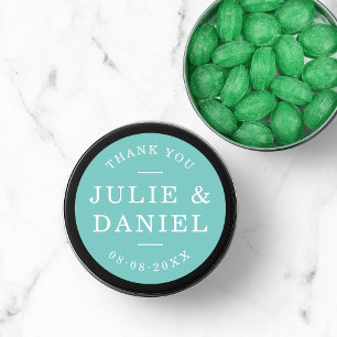 Custom Color Stilvolle moderne Hochzeit Vielen Dan Runder Aufkleber