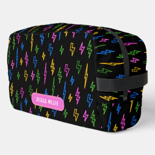 Custom Colorful 80er Retro Neon Blitzschule Waschbeutel