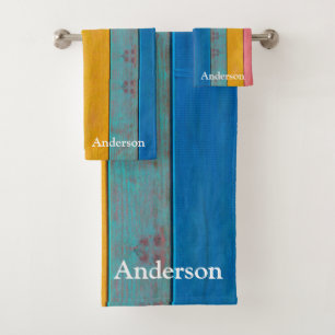 Custom Colorful Beach Rustic Holz Badehandtuch Set