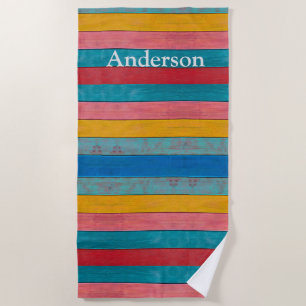 Custom Colorful Beach Rustic Holz Beach Handtuch
