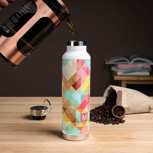 Custom Colorful Funky Hipster Polygon Art Pattern Trinkflasche (Kaffee)