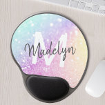Custom Colorful Glitzer Iridescent Elegante Gel Mousepad<br><div class="desc">Dieses farbenfrohe,  bunt gestylte Glitzer-Muster lässt sich einfach mit Ihrem individuelle Name und/oder Monogramm personalisieren.</div>