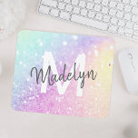 Custom Colorful Glitzer Iridescent Elegante Mousepad<br><div class="desc">Dieses farbenfrohe,  bunt gestylte Glitzer-Muster lässt sich einfach mit Ihrem individuelle Name und/oder Monogramm personalisieren.</div>