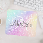 Custom Colorful Glitzer Iridescent Elegante Mousepad<br><div class="desc">Dieses farbenfrohe,  bunt gestylte Glitzer-Muster lässt sich einfach mit Ihrem individuelle Name und/oder Monogramm personalisieren.</div>