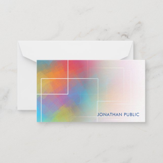 Custom Colorful Hand Script Monogram Elegant Mitteilungskarte (Vorderseite)