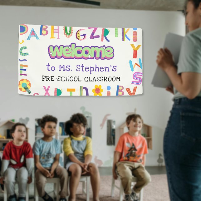 Custom Colorful Letter Welcome Teacher's Class Roo Banner (Custom Colorful Letter Welcome Teacher's Classroom Banner)