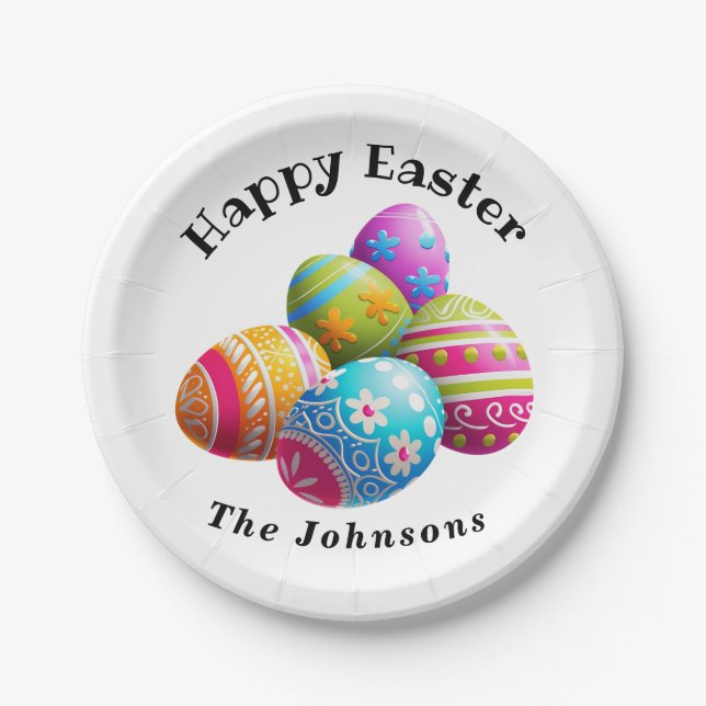 Custom Colorful Modern Egg Happy Oster Pappteller (Vorderseite)