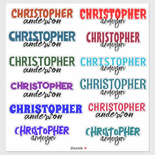 Custom Colorful Name Boy School Vinyl Sticker (Blatt)