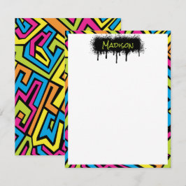 Custom Colorful Neon Graffiti Street Art Muster Mitteilungskarte