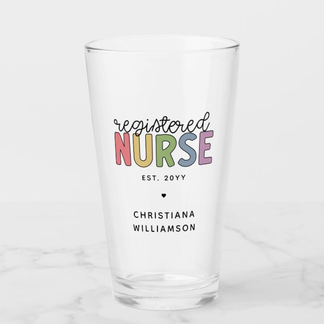 Custom Colorful Registered Nurse RN Abschluss Glas (Vorderseite)