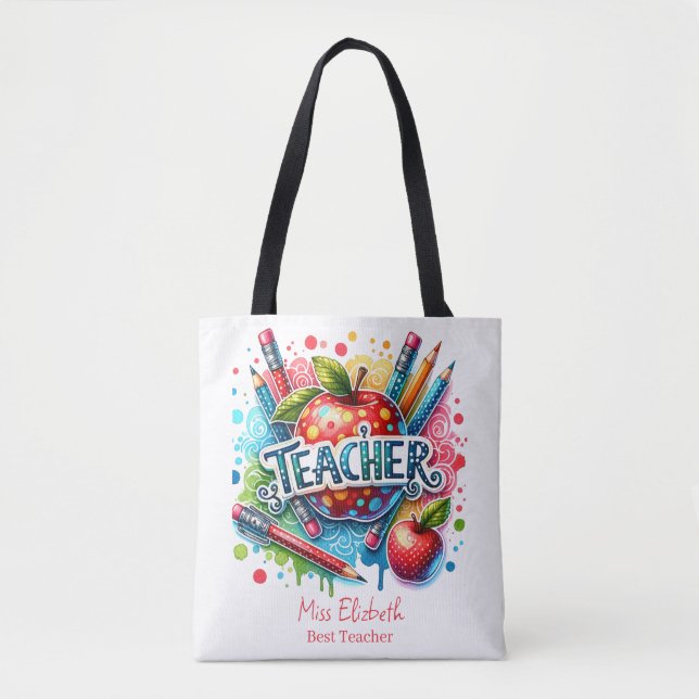 Custom Colorful Stift Apple Lehrer Wertschätzung Tasche (Vorderseite)