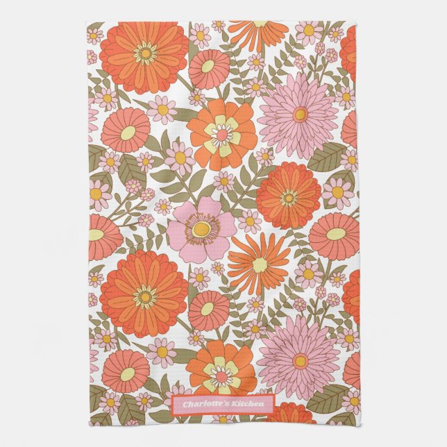 Custom Colorful Summer Blume Blumenmuster Geschirrtuch (Vertikal)