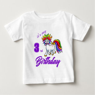 Custom Colorful Unicorn Geburtstag T - Shirt