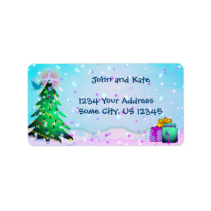 Custom Colorful Weihnachtsbaum und Geschenke Adressaufkleber