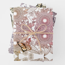 Custom Colors Butterfly Mandala Wrapping Paper Sh
