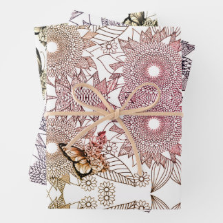 Custom Colors Butterfly Mandala Wrapping Paper Sh Geschenkpapier Set