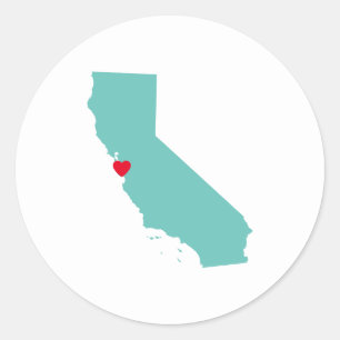 Custom Colors California Map Form und Herz Runder Aufkleber
