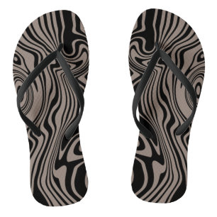 Custom Colors Waves Art Flip Flops - Braun