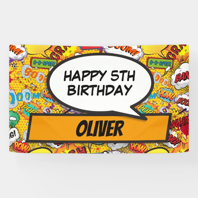 Custom Comic Book Superhero Geburtstagsparty  Banner (Horizontal)