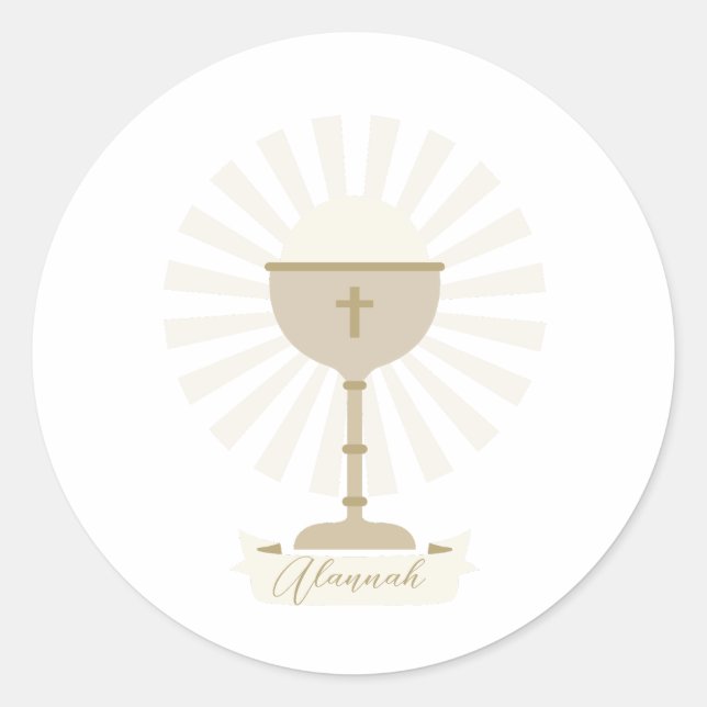 Custom Communion Gold Chalice Runder Aufkleber (Vorderseite)