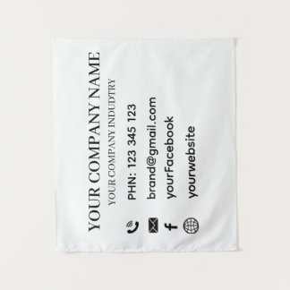 Custom Company Info Text Wall Branding Design Wandteppich
