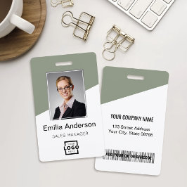 Custom Company Logo Bar Code Employee Photo Sage Ausweis