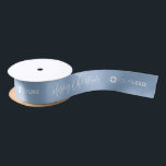 Custom company logo Branded Ohrs Christmas blue Satinband<br><div class="desc">Custom your own branded ribbon with modern merry Christmas script and company logo on color editable winter blue background,  great Christmas gift wrapping ideas for business. Minimum order quantity and no setup fee. 
"Click to customize further" to adjust the color of background.</div>