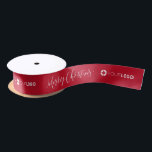 Custom company logo Branded Ohrs Christmas red Satinband<br><div class="desc">Custom your own branded ribbon with modern merry Christmas script and company logo on color editable red background,  great Christmas gift wrapping ideas for business. Minimum order quantity and no setup fee. "Click to customize further" to adjust the color of background or Merry Christmas script.</div>
