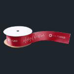 Custom company logo Branded Ohrs Christmas red Satinband<br><div class="desc">Custom your own branded ribbon with modern merry Christmas script and company logo on color editable red background, great Christmas gift wrapping ideas for business. Minimum order quantity and no setup fee. "Click to customize further" to adjust the color of background or Merry Christmas script.</div>