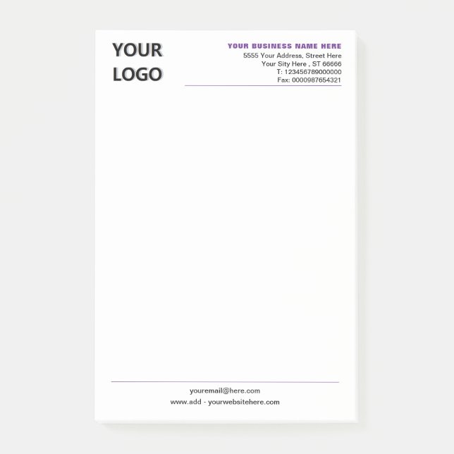 Custom Company Logo Info Business Post-it® Notes (Devant)
