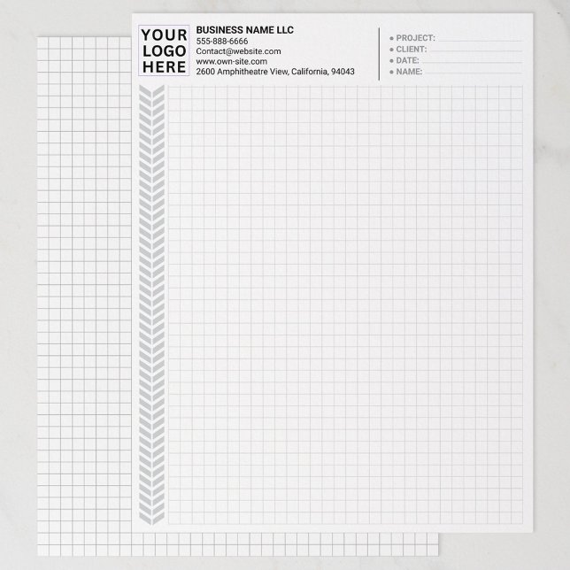 Custom Company Name & Logo | Graph Paper Sheets  Briefbogen (company logo on grid paper, bulk custom graph papers)