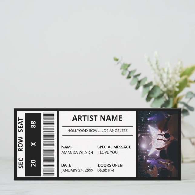 Custom Concept Ticket Geschenk Idee DIY Event Tick Einladung (Stehend Vorderseite)